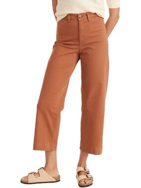 Marine Layer Bridget Slim Wide Leg Crop Pants in Rust